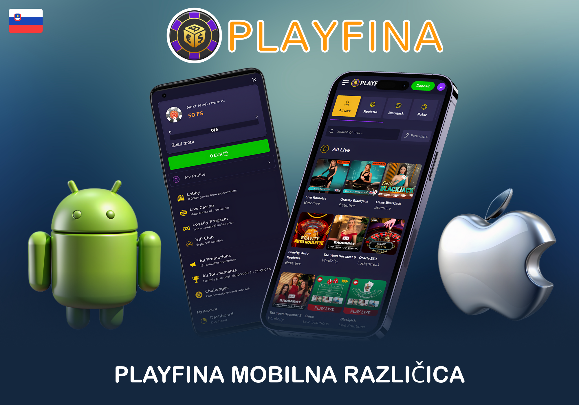 Mobilna različica spletnega mesta igralnice Playfina