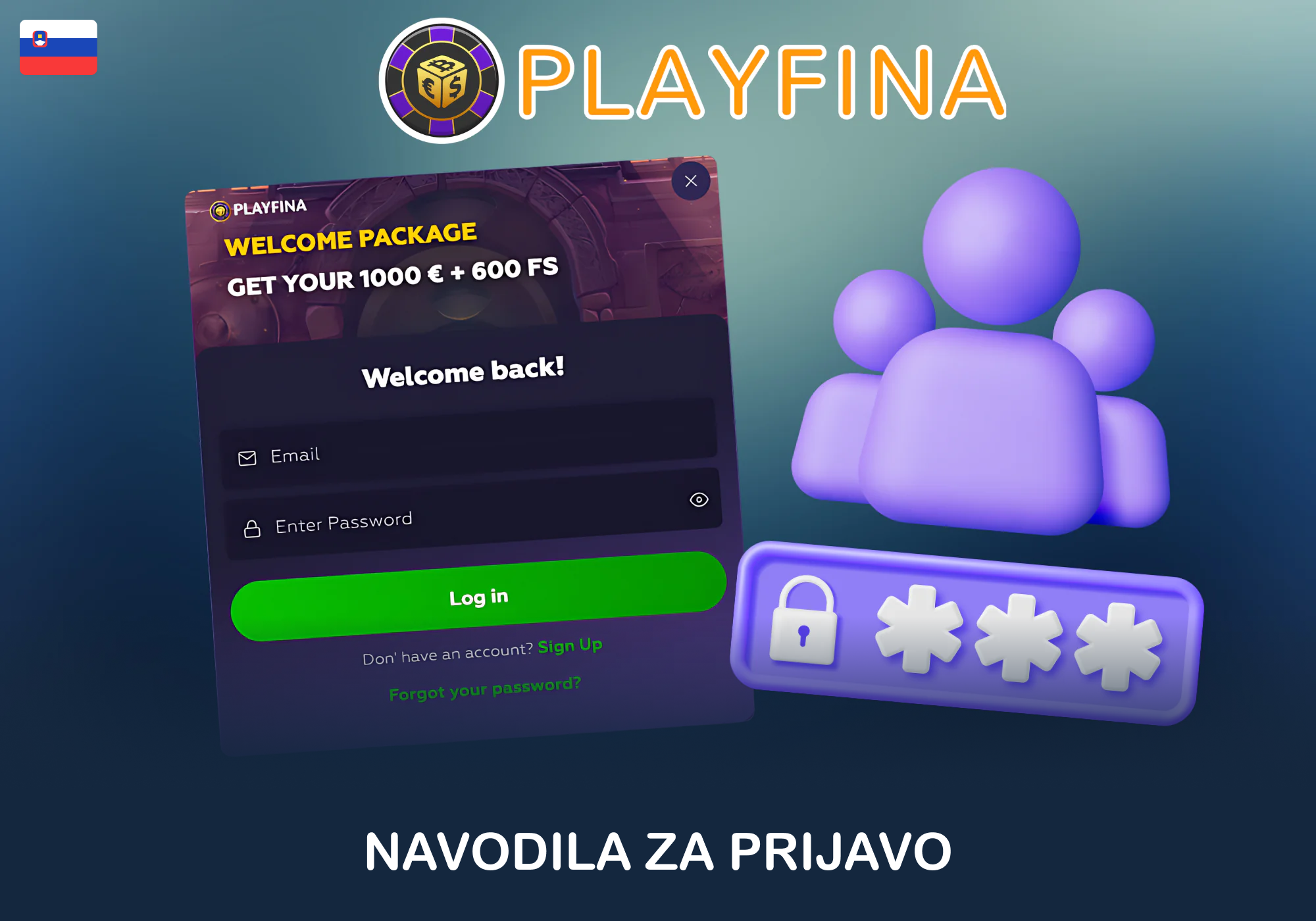 Prijava v uporabniški račun igralnice Playfina