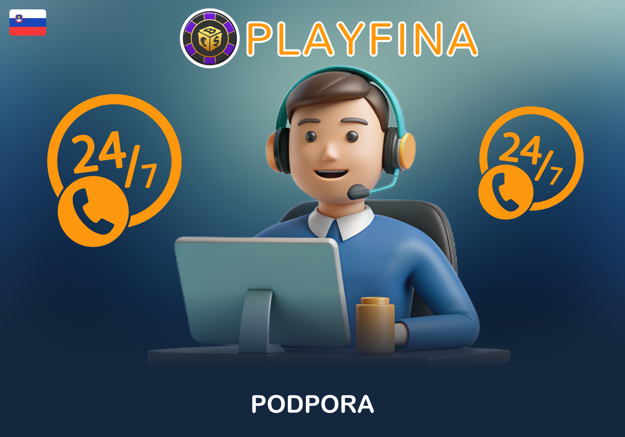 24/7 pomoč uporabnikom v igralnici Playfina