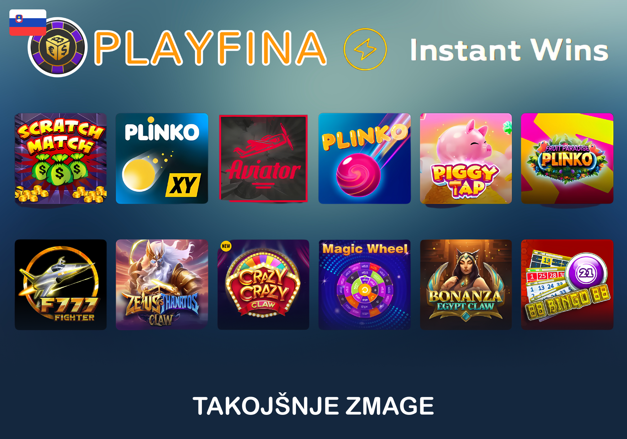 Velik izbor trenutnih in crash iger na Playfini